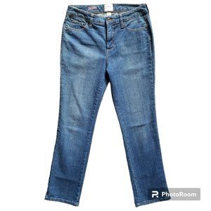 St John Bay Womens Petite Medium Wash Mid Rise Embroidered Denim Jeans Size 6P